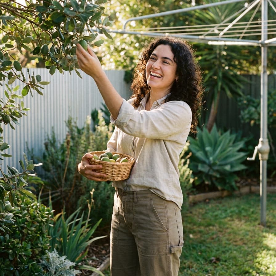 Someone picking feijoas