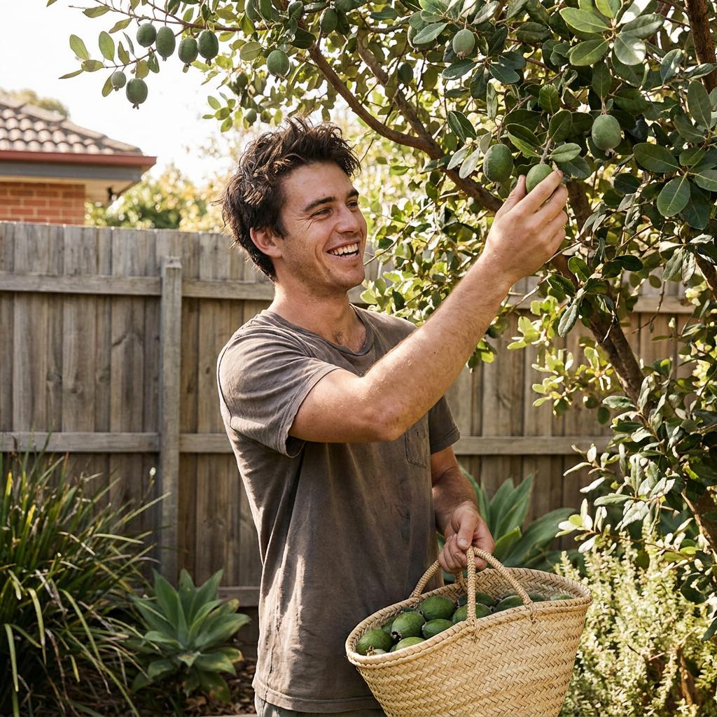 Feijoa tree in a backyard