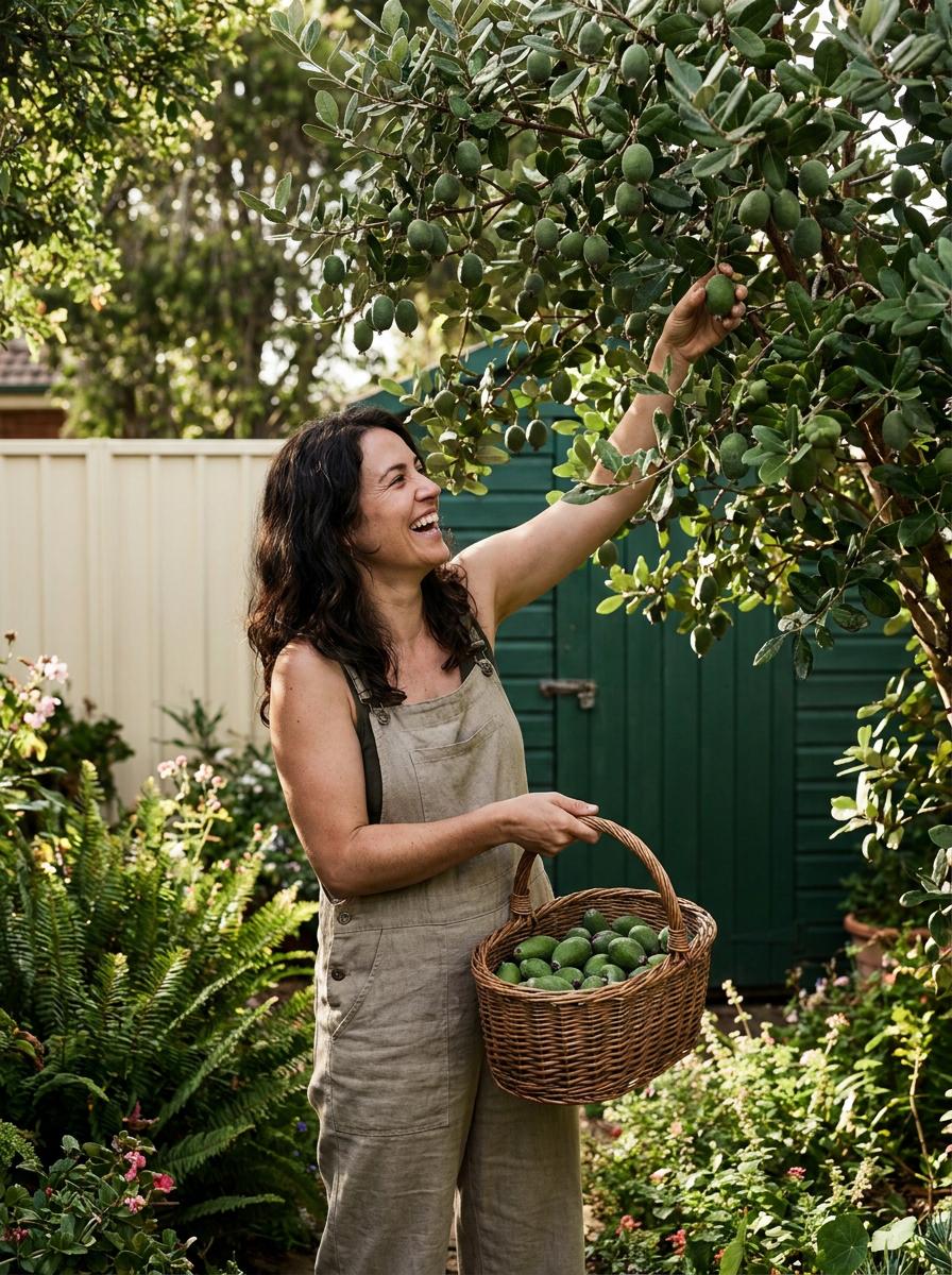 Picking feijoas