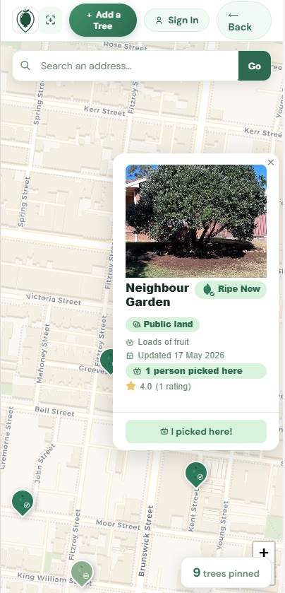 FeijoaFinder map app screenshot